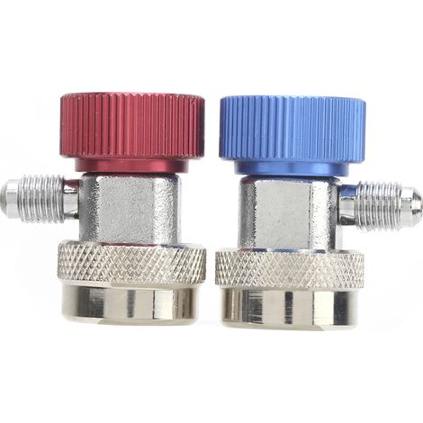 Deux raccords rapides haute et basse vitesse, adaptés aux ensembles de manomètres de pression de collecteur de climatisation R134A, adaptateurs en laiton, accessoires de climatisation. (1/5)