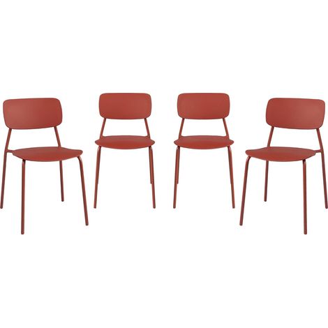 sweeek - 4er-Set stapelbare Gartenstühle aus Stahl und Kunststoff