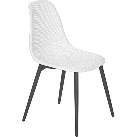 Lot de 2 chaises exterieur en résine tressée Blanc 46x53x85 cm (1/4)