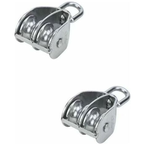 2Pcs Double Poulie Bloc M20 Poulie Fixe En Acier Inoxydable Double Roue De Levage Poulie pour Câble (1/5)