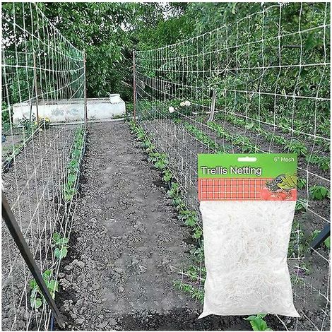 Filet de treillis de 1,6 x 10 m, en polyester résistant, conçu pour les fruits et légumes grimpants, la culture hydroponique et le jardinage. Attaches incluses. (1/5)