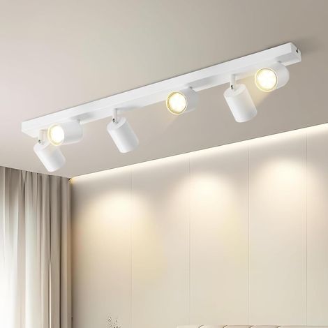 Plafonnier LED 6 Spots Orientables - Projecteur Pivotant à 350° Blanc Plafonnier Spot GU10 Lampe de Couloir Spot d'intérieur Pour Salon Cuisine Chambre Sans ampoule (1/5)