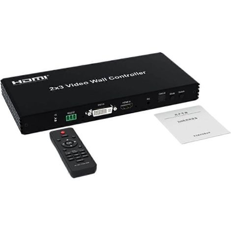 Contrôleur de mur vidéo compatible HDMI 2x3 1080P 60Hz, mur de télévision à 6 canaux, compatible avec la connexion PC à un moniteur TV, prise standard européenne. (1/5)
