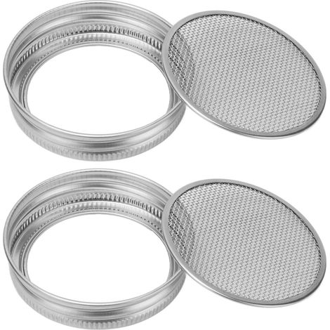 2 Pièces Couvercles Filtres Germination en Acier Inoxydable pour Bocaux à Graines, 70mm (1/5)