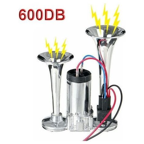 600DB 12V double trompettes électrovanne électrique Super fort voiture électrique klaxon d'air haut-parleur pour véhicule voiture SUV camion camion RV bateau (1/4)