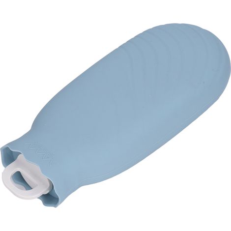 Bouillotte en silicone peluche 550 ml, motif dessin animé mignon, anti-fuite et anti-explosion, bleue (1/5)
