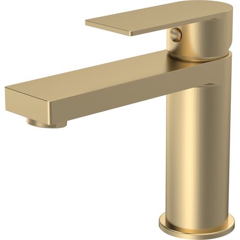 Ranton Contemporary Square Mono Basin Mixer Tap & Push Button Waste - Brushed Brass - Balterley (1/5)