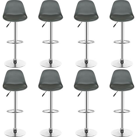 8er set Barhocker Barstuhl Tresenhocker Barsessel höhenverstellbar 360° drehbar Kunstleder,Grau (1/5)