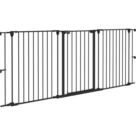Letto cane 90A cm con 3 pannelli pieghevoli, doppia chiusura, acciaio e plastica, 206x90 cm, nero