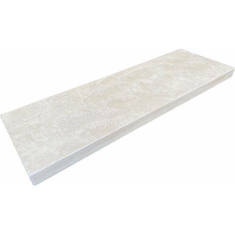 Margelle 5cm Travertin Premier choix - Crème - Vieilli - 33x100x5cm BD - Vendu à la pièce