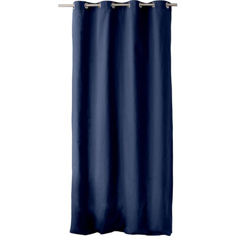 Homemaison – Rideau à œillets 135x240 cm – 100% coton bleu marine – Finition ourlée – Prêt à poser avec œillets ronds en métal chromé (1/6)