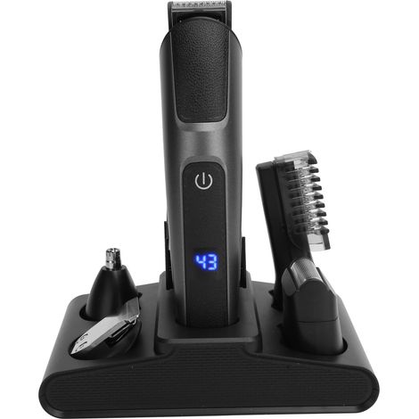 Tondeuse à cheveux 5-en-1 multifonction étanche rechargeable, coupe-cheveux électrique à tête huilée, kit coiffure homme, usage professionnel et domestique, batterie longue durée. (1/5)