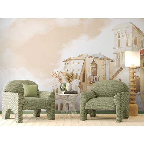 Papier peint paysage – Architecture méditerranéenne vintage - 150 x 250 cm (1/2)