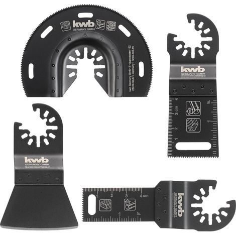 Kwb by Einhell Jeu de 4 Outils multifonctions pour bois et plastique (lame de scie plongeante BIM, 2 lames de scie segment HCS et racletteur) (1/2)
