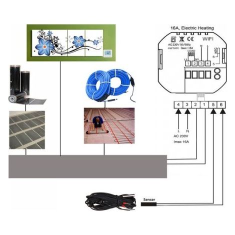 Termostato Digitale Per Riscaldamento Elettrico Stufa Calorifero WiFi Compatibile Con Amazon Alexa Echo e Google Home 16A 220V (1/4)