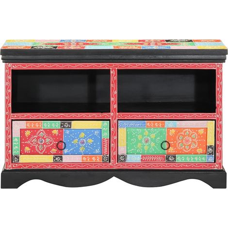 Meuble TV，Banc TV，Armoire TV Multicolore 80 x 35 x 50 cm Bois de manguier massif CFW168789 (1/5)