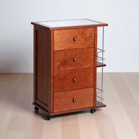 Carrello da cucina POKER con cassetti e portabottiglie Ciliegio (1/3)