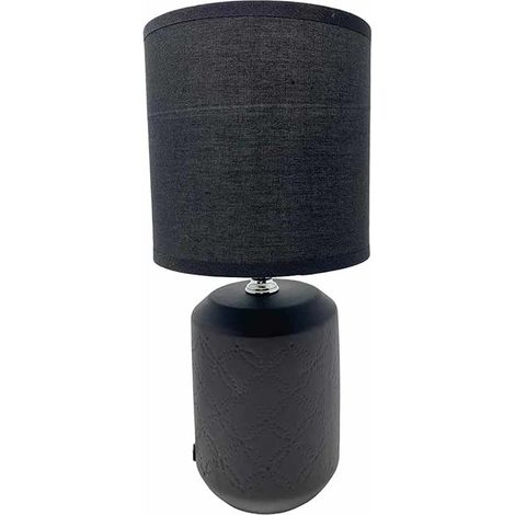 Lume in ceramica moderno lumetto da comodino con base in ceramica attacco e14 abat jour lampada da tavolo paralume 28x13 cm nero