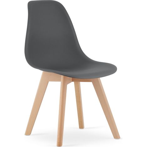 Sedia di design Kito grigio scuro con gambe in faggio (1/5)