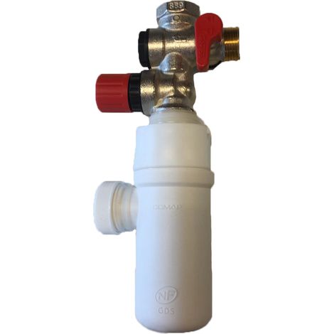 Comap – Groupe de sécurité laiton standard droit 1/2" (15x21) – Siphon évacuation pour chauffe-eau – Protection surpression – S601009