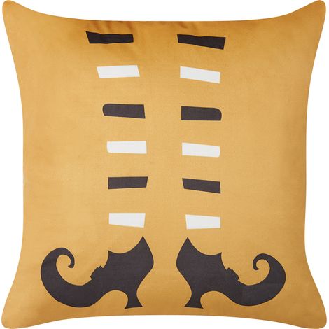 Cojín de terciopelo naranja negro blanco 45 x 45 cm Halloween otoño Covasna (1/5)