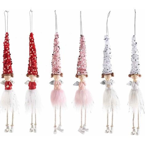 Angioletti Natalizi per Albero e Casa Addobbi da Appendere per Albero di Natale Colori Set da 6 Pezzi (1/2)
