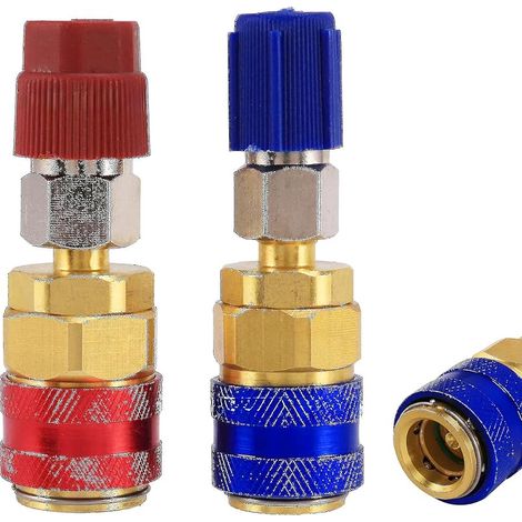 Lot de 2 adaptateurs d'extension côté haut et bas, adaptateur R134a, réfrigérant R134A, adaptateur de couplage rapide fréon pour climatisation automobile, kit de recharge de réfrigérant R134a