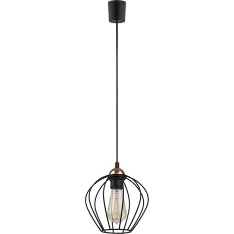 Hängelampe Schwarz Metall E27 Draht Schirm geometrisch E27 Pendelleuchte (1/4)