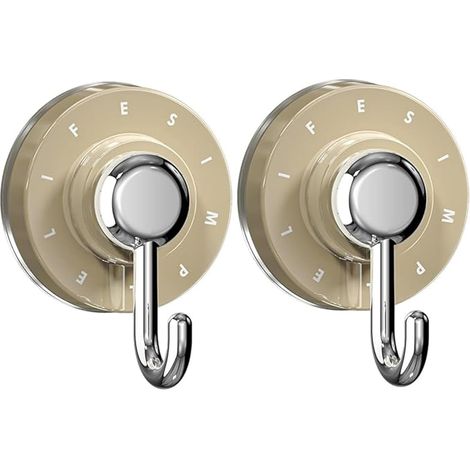 Zwei Saugnapfhaken, starke Saugnäpfe, abnehmbar und wiederverwendbar, geeignet für Badezimmer und Küchen, beige. (1/5)