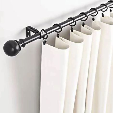 Lot de 3 supports muraux réglables pour tringle à rideaux, crochets en fer pour tringle simple, noir (1/5)