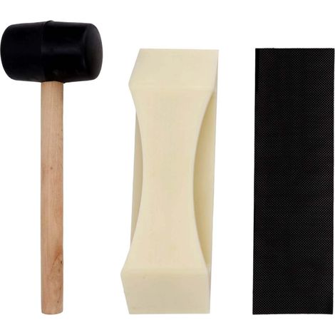 Kit de 3 Outils de Réparation d'Espaces Plancher, Marteau Trapézoïdal et Support Adhésif pour Toutes les Surfaces en Bois Stratifié Vinyle et Parquet (1/5)