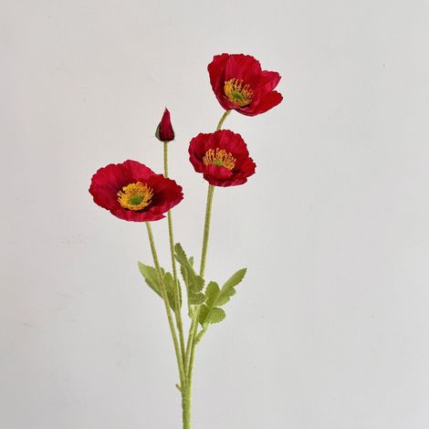 Pavot artificiel réaliste et élégant – Fleurs en soie haute qualité pour décoration de mariage, scène événementielle, intérieur et accessoires décoratifs – Rouge foncé, lot de 10 pièces