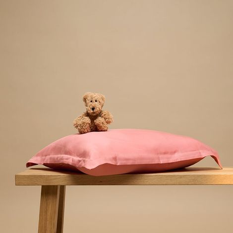 Taie d'Oreiller Enfant en 100% Tencel Lyocell Sergé Douce et Thermorégulatrice - Rose Blush - PANGIVO (1/2)