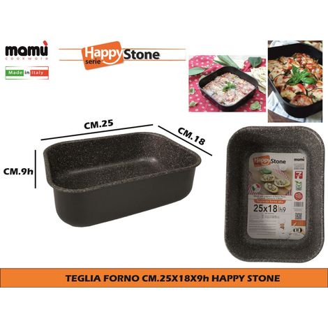 Mamù Teglia Rettangolare, lasagnera, antiaderente, alluminio, 7 strati, PFOA free, antigraffio, 25x18 cm