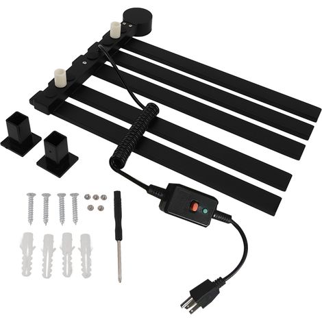Porte-serviettes chauffant aluminium 5 barres, température constante intelligente, sèche-serviettes électrique mural pour salle de bain, noir, prise américaine 125V (1/5)