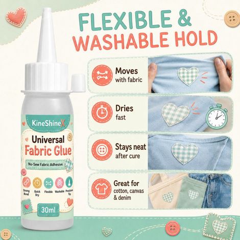 KineShineX ist ein nadelfreier Textilkleber, der sich als universeller Flicken- und Reparaturkleber für Kleidung und Textilien eignet und beispielsweise zum Abtrennen von Hosenbeinen verwendet werden  (1/5)