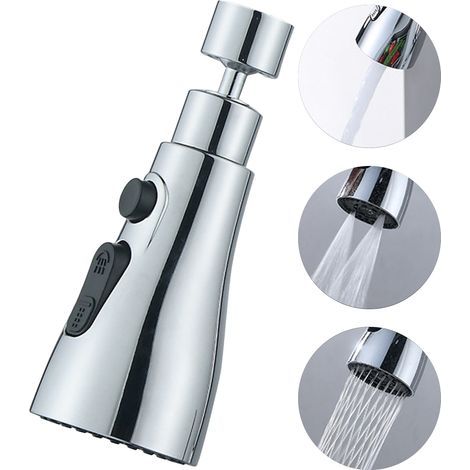 3-function spray head, 360° swivel tap sprayer G1/2, water-saving sink aerator for kitchen replacement, polished finish (1/5)