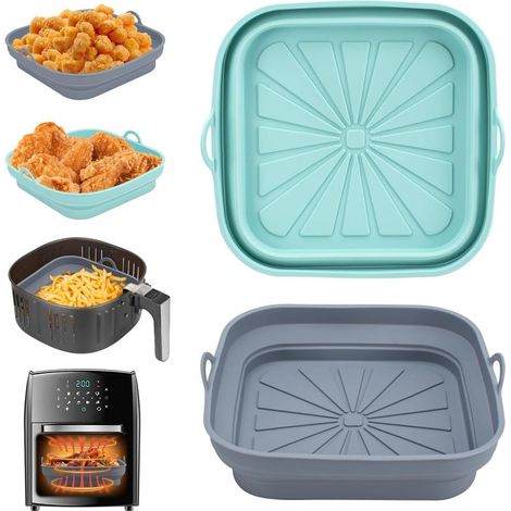 Accessoires de moule en Silicone pour friteuse à Air-lot de 2-pliable, réutilisable, moule à panier pour friteuse à Air- doublure de poêle plate (1/5)
