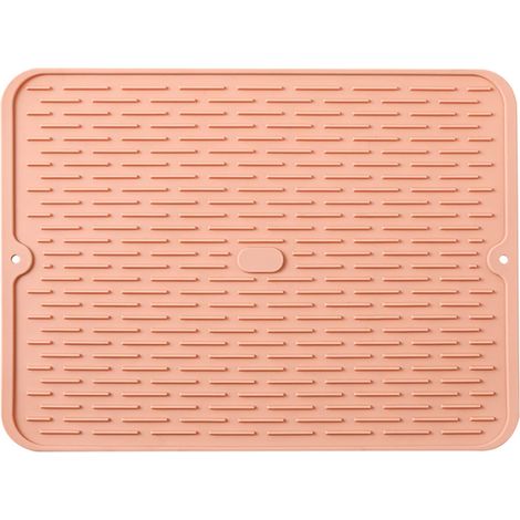 Grand tapis égouttoir pour plan de travail, dessous de plat résistant à la chaleur, tapis d'évier antidérapant en silicone, 40 x 30 cm, gris-AquaForge (1/5)