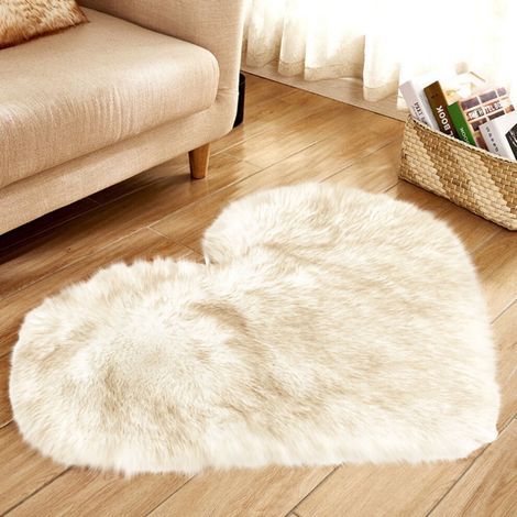 Tapis VOSS en imitation peau de mouton, antidérapants, style shaggy, pour chambre à coucher (1/2)