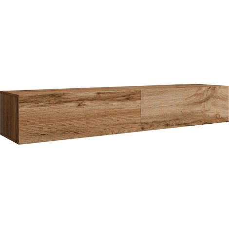 Mueble TV Venenou 123, Roble wotan, Número de puertas: 2, Número de cajones: 0, 180x30x40cm
