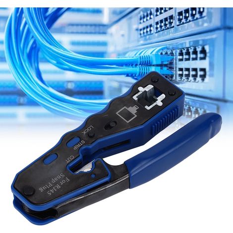 Pince à sertir multifonctionnelle pour réseaux de catégorie 7 avec connecteurs RJ45 à queue d'aronde (1/5)