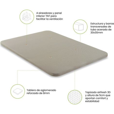 Base tapizada uniforme y sólida Air 3D Beige 150x190