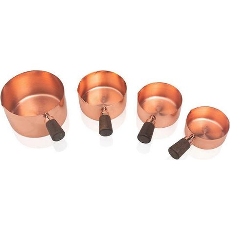 Tasses et cuillères doseuses, outil de mesure de cuisine à manche en bois (1/4)