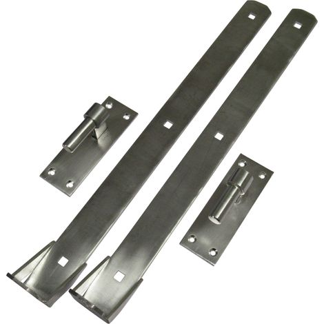 Hook and Band Gate Hinges Stainless Steel 18" (Adjustable Door Shed Pair)
