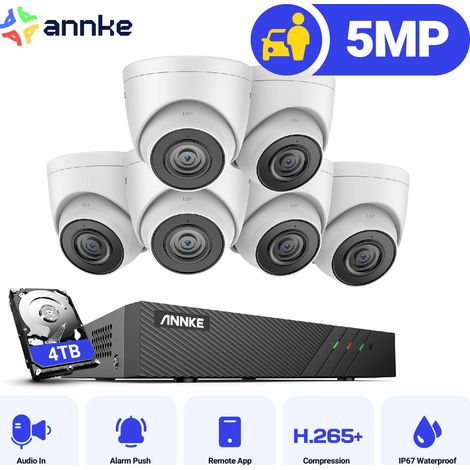 ANNKE 8 Channel PoE Security System with 6 Turret Cameras, Built-in Mic,IP67 Waterproof,EXIR 2.0 Night Vision - 4TB HDD (1/5)