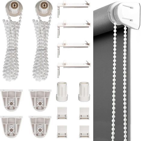 16-teiliges Set inklusive Rollobedienung und Vorhangzubehör, verstärkter POM-Positionierungshaken für Rollos und Vorhänge (1/5)