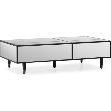 Table basse miroir noire contemporaine - Noir et miroir fumé (1/5)
