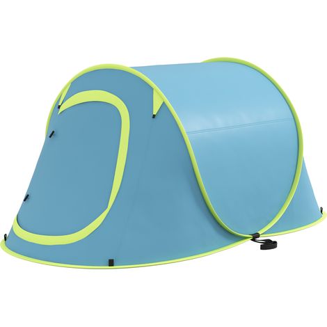 Tente camping étanche 2000 mm pour 2-3 personnes randonnée avec sac de transport 245x148x105 cm Bleu
