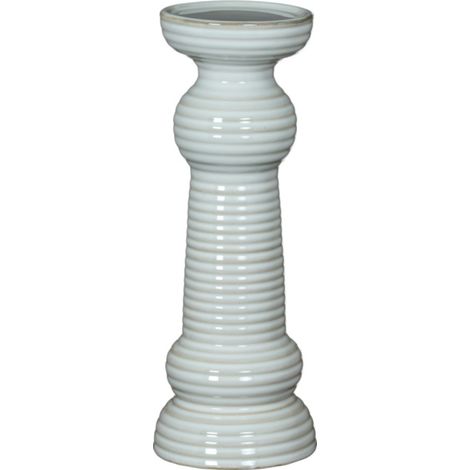 Sile Medium Pillar Candle Holder - Ceramic - L11 x W11 x H31 cm - White